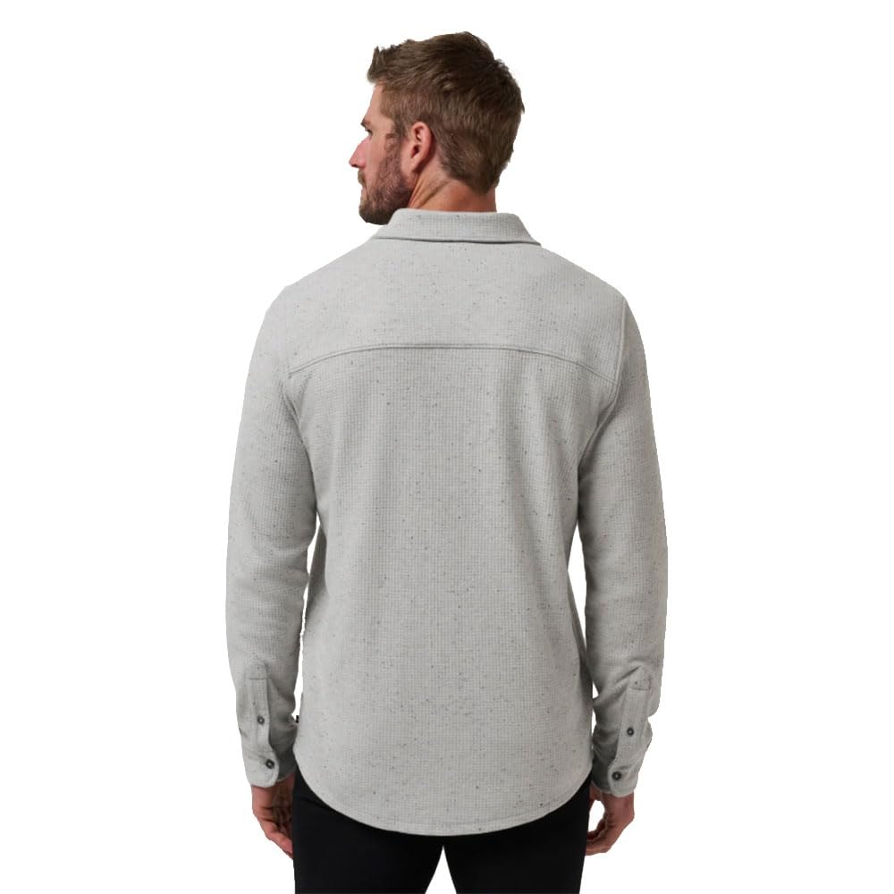 Mens Cloud Waffle Button Heather Light Grey Small by TravisMathew – Polyester Blend, Heather Light Grey, Model A42698_0HLG_