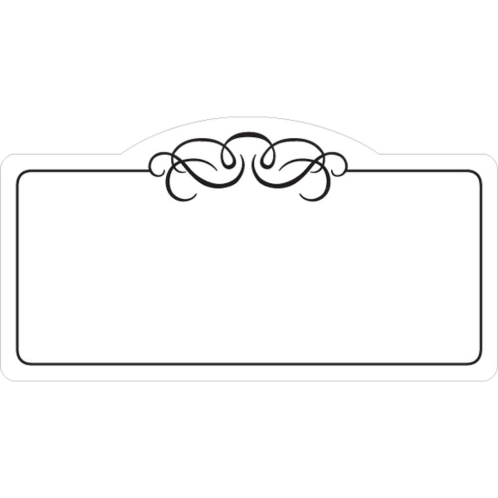 Deli Tag Write on Style with Black Scroll Design White Heat Resistant Merchandising Tags - 4" L x 2 1/8 H by HUBERT – 4 x 2.125 inch, Vinyl, White, Pack of 12, Model 28285
