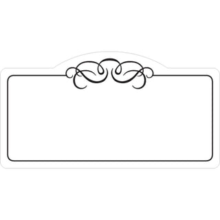 Deli Tag Write on Style with Black Scroll Design White Heat Resistant Merchandising Tags - 4" L x 2 1/8 H by HUBERT – 4 x 2.125 inch, Vinyl, White, Pack of 12, Model 28285
