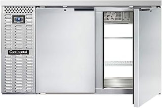 BBC59S-SS-PT Two Section Refrigerated Pass-Thru Back Bar Cooler, 59" W x 34-3/4"H, Stainless Steel Exterior & Shallow Depth