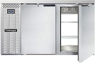 BBC59S-SS-PT Two Section Refrigerated Pass-Thru Back Bar Cooler, 59" W x 34-3/4"H, Stainless Steel Exterior & Shallow Depth