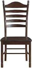 Furnifact Rubberwood Dining Chair with Ladder Back, Farmhouse Wooden Kitchen Chair for Dining Room Table Sets, Espresso