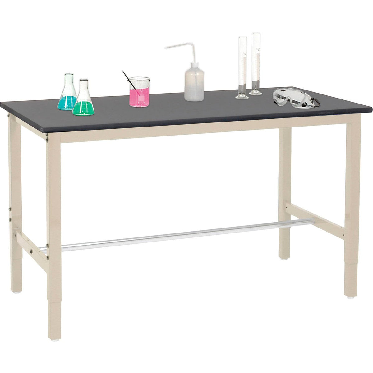 Heavy Duty Adjustable Height Lab Workbench by Global Industrial – 30"L x 72"W x 4.5"H, Steel, Tan, Model 237385LTN