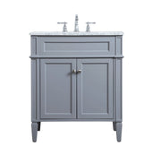 30 Inch Single Bathroom Vanity in White by Elegant Decor – 30" - Single, Wood, White, Model VF12530WH