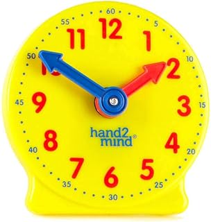 hand2mind Mini Geared Clock, Telling Time Teaching Clock, Analog Learning Clock for Kids, Learning to Tell Time, Teaching Classroom (Set of 12)