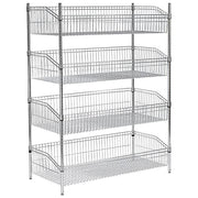 (4) Basket Wire Shelf by Global Industrial – 4, Chrome, Model 798472798472