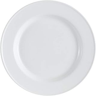 CAC China EVT-21 Elegant Everest Fully Glazed Porcelain Round Plate, 12" Diameter by 1", Bone White (Box of 12)