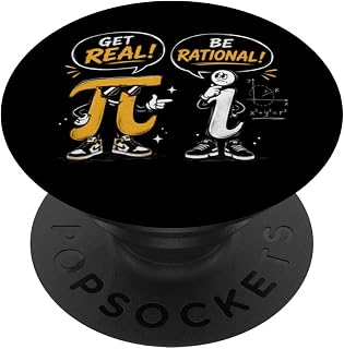 Get Real Be Rational Funny Math Pun Typographic Pi Symbol PopSockets Adhesive PopGrip