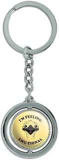 GRAPHICS & MORE I'm Feeling Emu-tional Emotional Emu Funny Humor Keychain Spinning Round Chrome Plated Metal