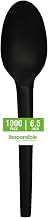 6.5" Spoons by Responsible Products – 6.5" Spoons Black (1000 Count), Plastic, Black, Pack of 1000, Model RP-CPLAS65-BL-1000