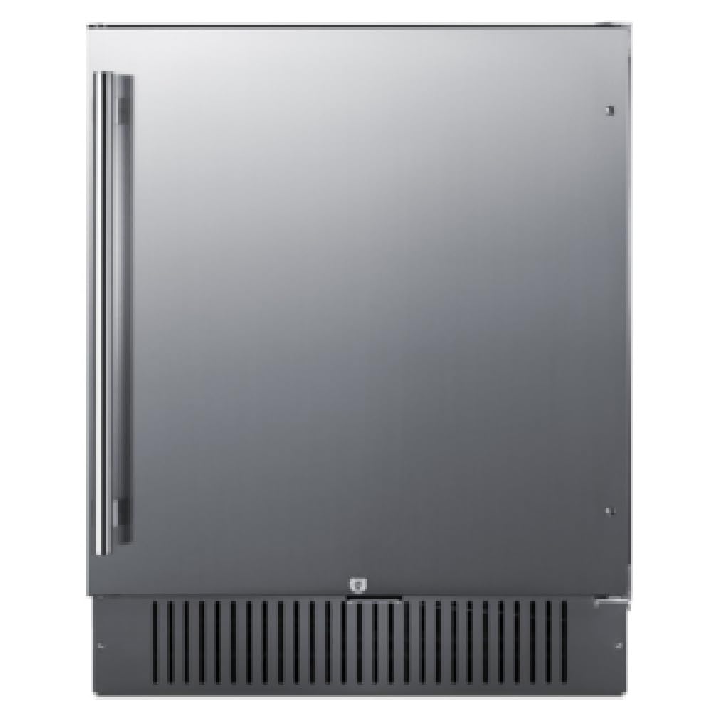 Summit 27” Refrigerator by Summit Appliance – 27" Wide, 4.98 cubic_feet, Stainless Steel, Black, Model FF27BSS