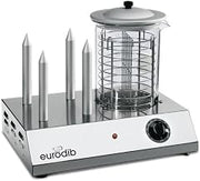 eurodib Commercial Hot Dog Steamer & Bun Warmer, 110V – HOT Dog | Stainless steel hot dog basket, 4 non-stick warming spikes, adjustable temperature, sealed electrical components