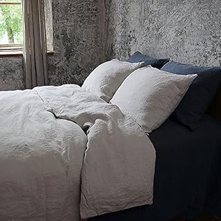 LinenMe Stone Washed Bed Linen Duvet Silver King (104" x 86"), 100% European Linen, Prewashed, Hand Made