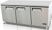 Migali C-U72R 72" Competitor Series Undercounter and Work Top Refrigerator with 24.5 cu. ft. Capacity 3 Shelves Stainless Steel Construction 115 Volts and Digital Controllers in Stainless