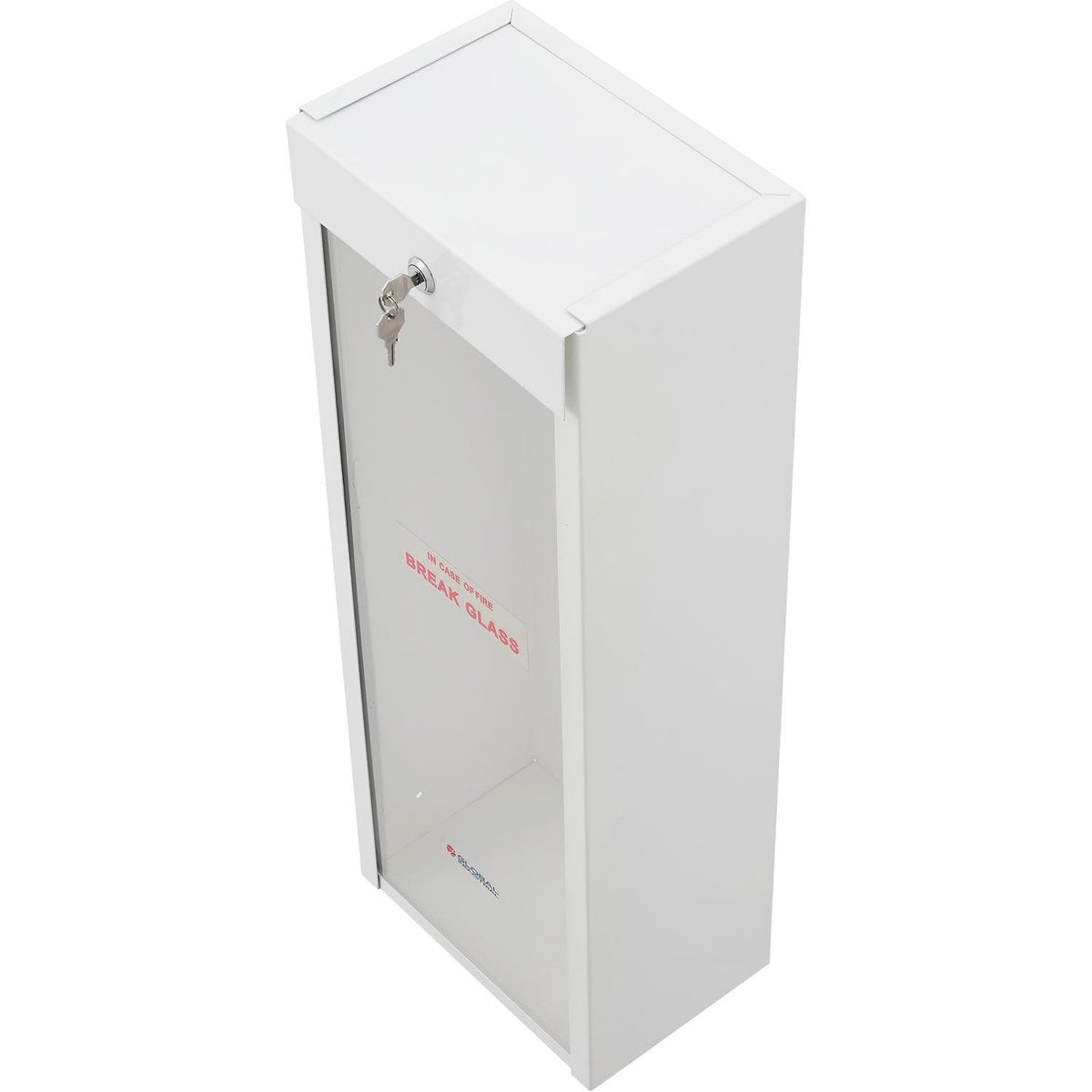 Lockable Steel Fire Extinguisher Cabinet with Breakable by Global Industrial – Steel, White, Model 670601