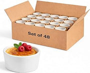 CAC China 2 oz Ceramic Ramekin, Super White Souffle Dish & Dip Bowls, Oven & Dishwasher Safe Sauce Cups for Dipping, Set of 48