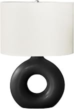 Monarch Specialties I 9673 Lighting, 24" H, Table Lamp, Black Ceramic, Ivory/Cream Shade, Contemporary, Modern