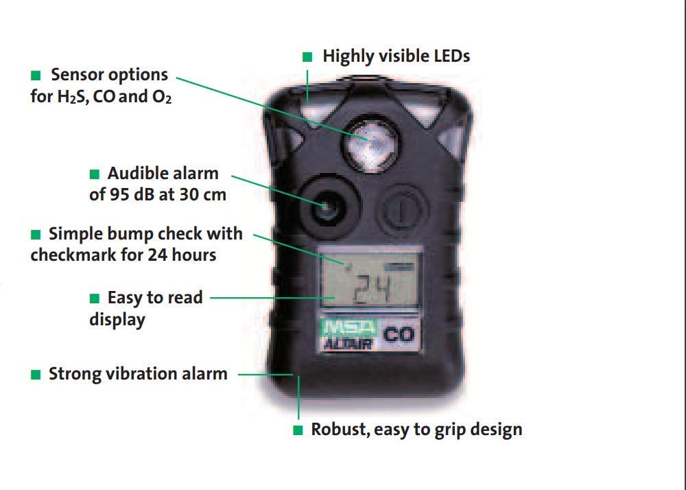 MSA (CO) Carbon Monoxide / Black / 1 Gas Detectors & Alarms