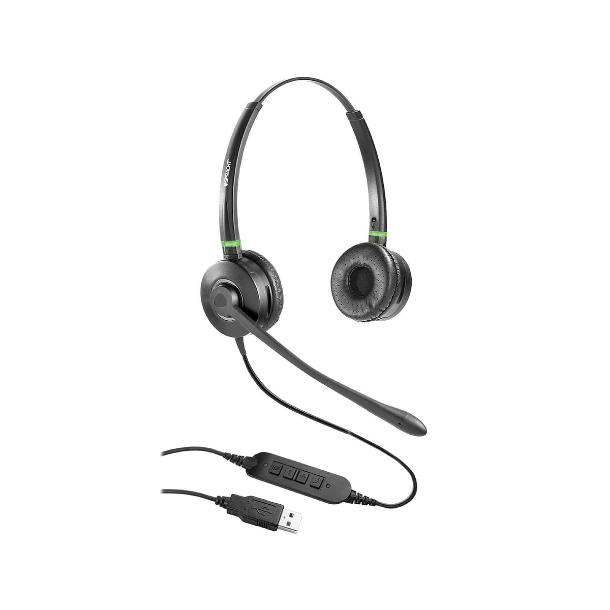 Dual Ear USB Headset for Softphone for PC/Mac by Spracht – One size, Faux Leather, Black, Model HS-WD-USB-2