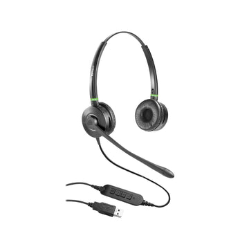 Dual Ear USB Headset for Softphone for PC/Mac by Spracht – One size, Faux Leather, Black, Model HS-WD-USB-2