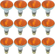Satco S3239-12PK BR30 Incandescent Reflector Light Bulb, Amber, 12-Pack