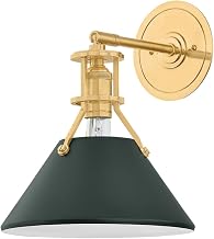 Hudson Valley Lighting MDS350-AGB/SSG Painted No. 2-1 Light Wall Sconce - 12 Inches Tall and 9.5 Inches Wide - Aged Brass/Soft Studio Green