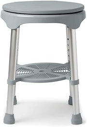 Medline Durable Aluminum Frame, Round Swivel Shower Stool, Gray, Supports up to 300lbs.
