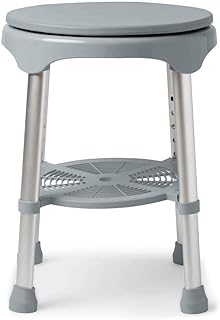 Medline Durable Aluminum Frame, Round Swivel Shower Stool, Gray, Supports up to 300lbs.