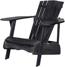 Gray Adirondack Chair with Acacia Wood, Stain Finish, Galvanized Steel Hardware, Comfortable Seat, Durable Design for Outdoor Use