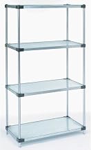 Nexel Galvanized Steel, 4 Tier, Solid Shelving Starter Unit, 54"Wx24"Dx86"H