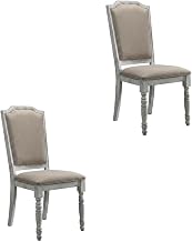 Furnifact Upholstered Wood Dining Chairs Set of 2 with Turned Legs, Farmhouse Kitchen and Dining Room Chairs for Dining Table, Beige