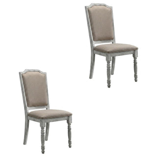 Upholstered Wood Dining Chairs Set of 2 with Turned Legs by Furnifact – Wood, Beige, Pack of 2