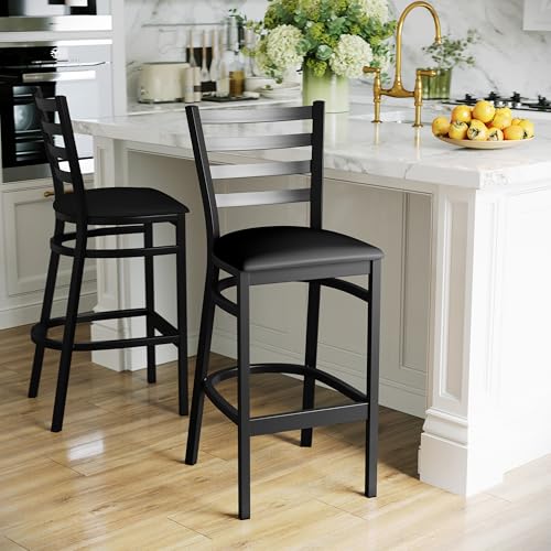 Flash Furniture Black Vinyl Seat/Black Metal Frame / Set of 2 / Traditional Barstools