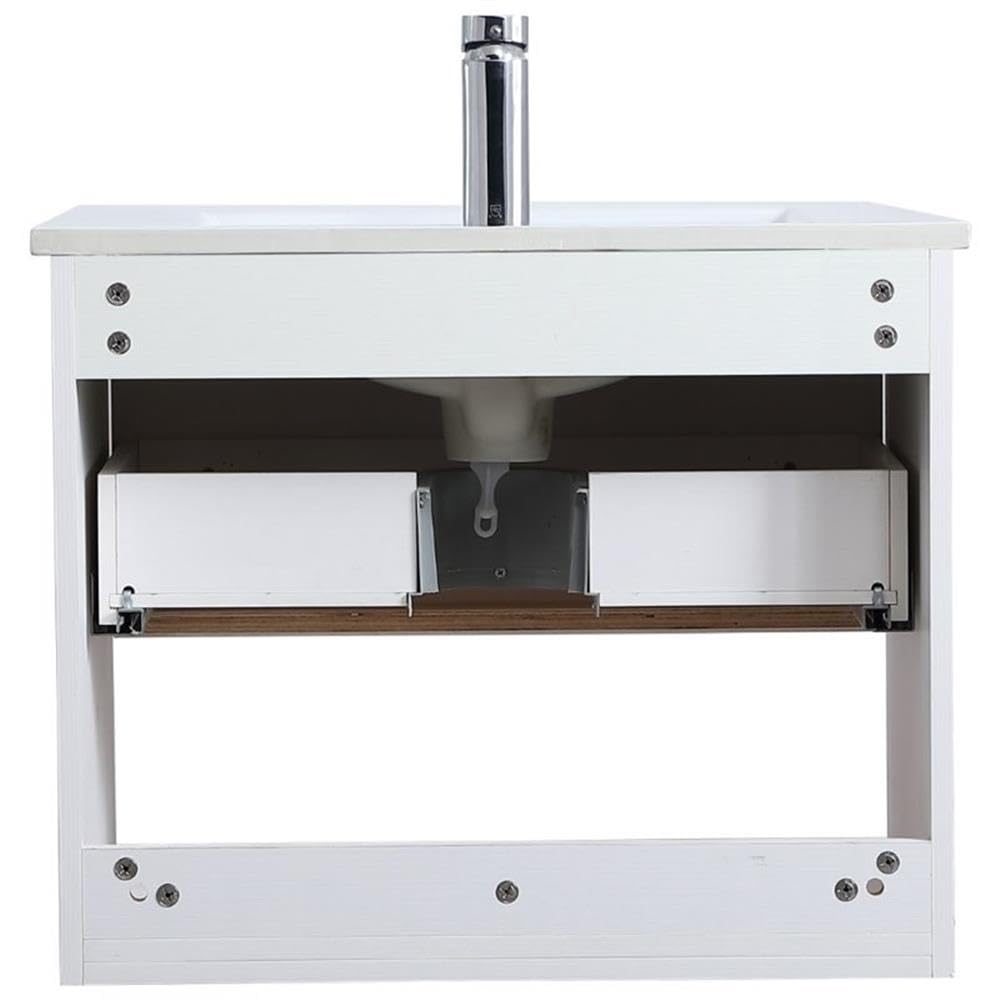 24 Inch Single Bathroom Floating Vanity in White by Elegant Decor – 24" - Single, Engineered Wood, Brushed Nickel,white, Model VF43024WH