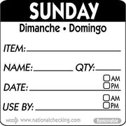 National Checking Company DateIt Square Sunday Dimanche Domingo Day of the Week Dissolvable Printed Removable Label Black | 500/Roll by NCCO – Black, Pack of 500, Model RIDU2207R