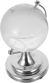 Rotatable Miniature Transparent Globe Sphere with Stand, Small Desktop World Map Orb for Educational Office and Home Decoration