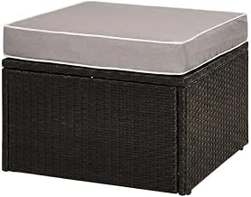 Gray Wicker Ottoman for Outdoor Furniture Sets, Stylish Patio Decor, Durable Construction, Lightweight Design, Supports up to 250 lbs