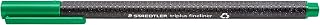 STAEDTLER Triplus 334 R-5 Triangular Fineliner Pen, Green, Recycled Plastic, Superfine, Metal-Encased 0.3 mm Tip, Long Life, 10 Green Fineliners in Cardboard Case,