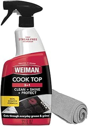 Weiman Daily Cooktop Cleaner & Degreaser, 22 Fl Oz with Microfiber Cloth