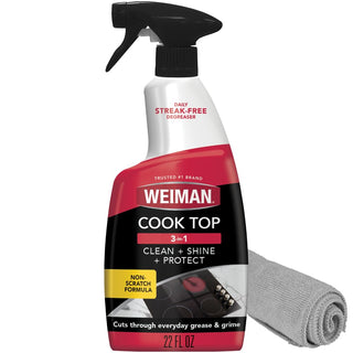 Daily Cooktop Cleaner & Degreaser by Weiman – 22 Fl Oz (Pack of 1), 22 Oz With Microfiber Cloth, Model 649PK2