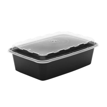 38 Oz. Black Plastic Container - 150 / CS by CuBE Plastics – 38.0 ounces, black, Pack of 150, Model CR-937B