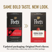 Espresso Capsules by Peet's Coffee – 10 Count (Pack of 5), Crema Scura (Intensity 9), Pack of 5, Model 513386
