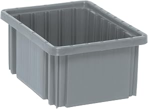 QUANTUM STORAGE SYSTEMS DG91050GY Dividable Grid Storage Container, Heavy-Duty Stackable Plastic Parts Bin for Warehouse, Assembly & Industrial Organization, 10-7/8" x 8-1/4" x 5", Gray, 20-Pack