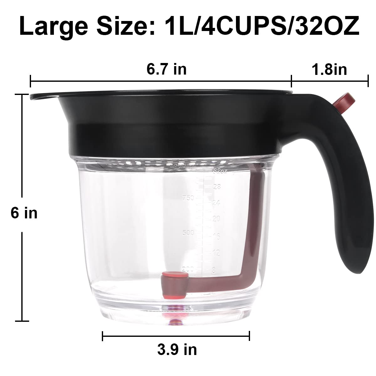 GameXcel Fat Separator, 4 Cup 32 Ounce Capacity with Bottom Release, Version A