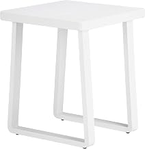Welt Side Table White, White End Table, Modern Style, Powder Coated Aluminum Square Shape Tabletop, Aluminum, Outdoor Living, 19.7" W x 19.7" D x 24" H