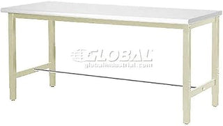 Global Industrial 72" W x 24" D Adjustable Height Workbench, 1-5/8" Thick Plastic Laminate Square Edge, Tan