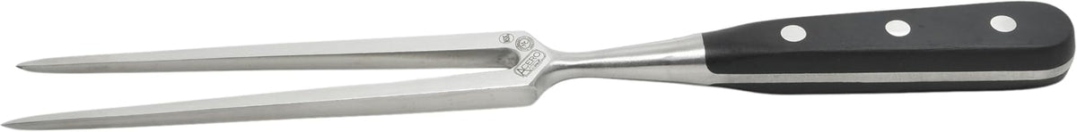 Winco 6" Black Stainless Steel Straight Fork | Precision control for carving tasks, Extra-heavyweight german steel, NSF certified for safety, Restaurant service