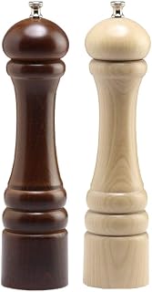 Chef Specialties 10 Inch Imperial Pepper Mill and Salt Mill Set - Walnut + Natural - Made in USA