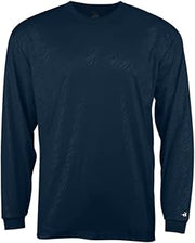 Badger Youth Line Embossed Long Sleeve T-Shirt, M, Navy Line Embossed-0