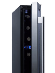 Summit 6" Wine Cellar by Summit Appliance – 6 inches wide, 5.3 liters, Stainless Steel, Glass / Black, Model SWC007